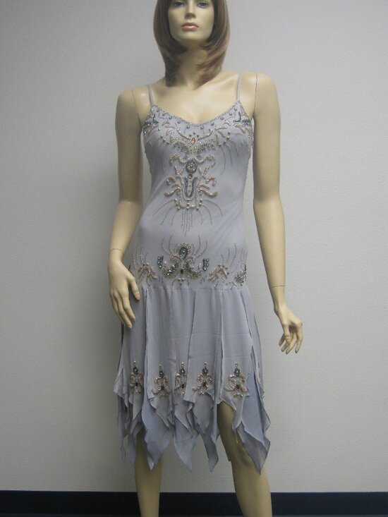 Sue Wong Dresses & Skirts - Sue Wong Nocturne Dress Y2K Cocktail 76 Flapper Grey Silver Gold Beaded Art Deco